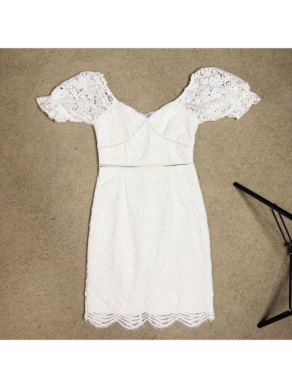 Twosisters White Lace Off Shoulder Midi Dress Cottagecore Bridal Size 8